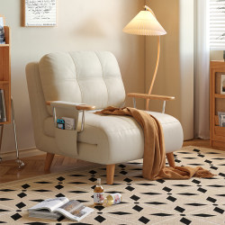 Mugongjiang Home Furnishing Fendi Sofa Bed Solid Wood Single Small Apartment Folding Telescopic Sofa Bed Dual-Use 2026 New Model