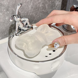 Light luxury bathroom soap box household high-end soap storage rack punch-free wall-mounted drainage bathroom drain rack