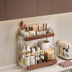 Kitchen Countertop Double-Layer Seasoning Storage Rack Oil Salt Sauce Vinegar Seasoning Jar Storage Rack Multi-Functional Storage Rack