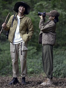 Light -collar light couple cotton clothing retro American casual outdoor simple warmth, warm, cotton and autumn and winter men and women versatile cotton jackets
