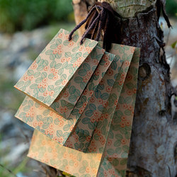 Retro Style Artistic Floral Printed Kraft Paper Bag Personalized Women's Hand-Held Environmentally Friendly Shopping Fashion Small Gift Bag
