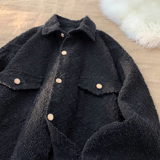 
Large size men's denim jacket spring and autumn American fashion brand loose lapel jacket plus fat man casual top