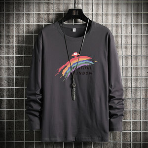 Add fertilizer to increase men's T -shirt long -sleeved thin chubby 300*0.5kg large size loose spring in spring with bottom shirt men's clothing