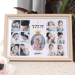 Baby's One-Year-Old and 12-Month-Old Growth Record Commemorative Photo Frame Display Stand, Children's 100-Day Commemorative Photo Printing for Infants
