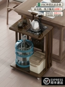 Tủ trà di động, bàn trà nhỏ, bàn trà gỗ nguyên khối, xe đẩy trà bánh xe gia đình phòng khách, ấm đun nước hoàn toàn tự động trong một bàn trà thấp