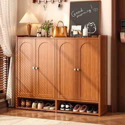 Shoe Cabinet for Home Entrance, Bamboo with Doors, Entryway Storage Cabinet, Integrated Wall-Mounted Large Capacity Shoe Rack, Multi-Layer