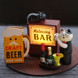 Miniature Scene DIY Bar Landscape Light Bartending Cat Mini Scene Bar Decoration Desktop Zakka Small Ornament