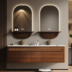 High-End New Chinese-Style Oak Bathroom Cabinet Set with Antique-Style Bathroom Corian Integrated Washbasin and Handwashing Basin
