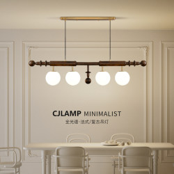 French Medieval Restaurant Chandelier, Long Strip, Retro Wabi-Sabi Style, American Bar Table Lamp, Art Designer Tea Room Lamp