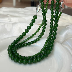New Chinese-Style Green Agate Beaded Necklace for Women, Fresh and Complexion-Enhancing, Simple and Stylish, Versatile Choker and Collarbone Chain