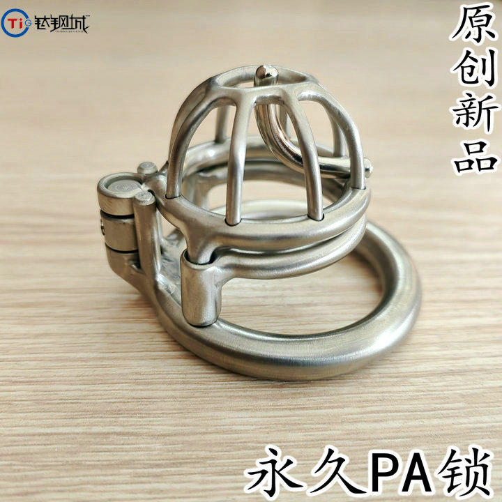 钛钢城 短款螺丝加永久双功能PA锁贞操锁男用CB鸟笼贞洁器防逃脱-淘宝网