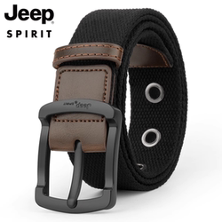 Jeep Pin Buckle Canvas Belt Unisex Versatile Casual Belt Trendy Fabric Jeans Belt Youth Military Training Style