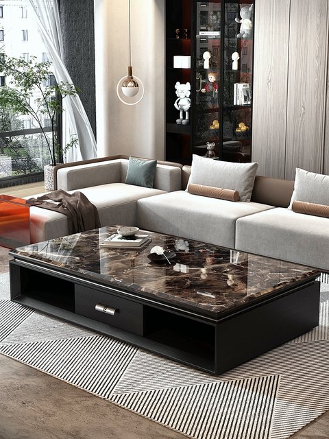 Nordic Living Room Marble Coffee Table and Tv Cabinet Set, Modern and ...