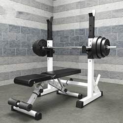 Home-Use Bench Press Rack, Squat Rack, Integrated Barbell Rack, Home-Use Dumbbell Weight Bench, Fitness Bench Equipment for Men, Professional