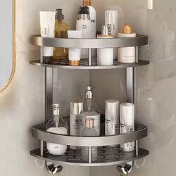Bathroom Storage Rack, Bathroom Storage Shelf, No-Drill Triangular Wall-Mounted Rack, Toilet Bathroom Corner Storage Rack