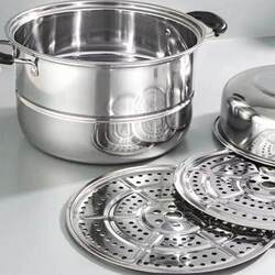 New Extra-Thick Stainless Steel Double-Layer Steamer Pot for Home Use, Large Soup Pot, Fish Steamer, Compatible with Induction Cookers and Gas Stoves