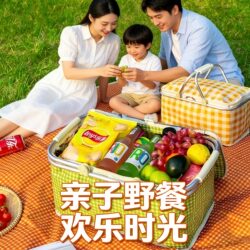 Outdoor Camping Folding Picnic Basket Spring Outing Portable Storage Box Multifunctional Portable Picnic Organizer Storage Box