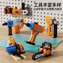 Square Orange Building Blocks Pretend Play Toys Simulation Mini Repair Tools Assembly Model Educational Gift for Boys Aged 8-12