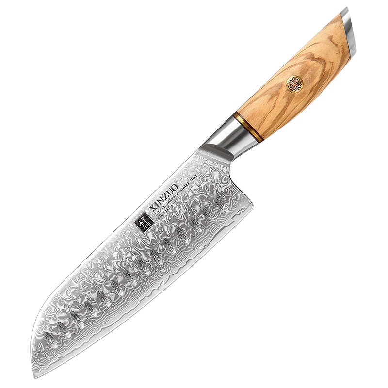信作67层大马士革钢菜刀7英寸中式家用厨师刀中片刀高碳钢厨房刀-Taobao