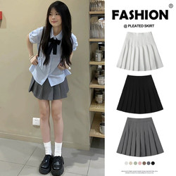 Gray Pleated Skirt for Women, Spring/Summer 2026 New High-Waisted A-Line Slimming Short Skirt, Petite Jk Academy Style Half Skirt