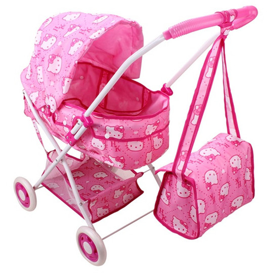 Points Bébé Poupée Poussette Avec Capot Landau Enfants Semblant Jouer Simulation Poussette Jouet