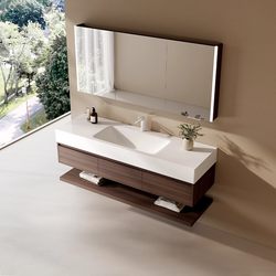 Hotel-Style Antique Rock Slab Hot-Bent Integrated Basin Honeycomb Aluminum Bathroom Cabinet Combination Washbasin Cabinet