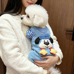 Small Dog Clothes Spring and Autumn Cartoon Striped Four-Legged Outfit Pet Small Dog and Cat Clothes Autumn and Winter