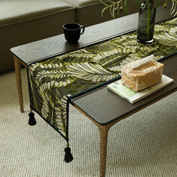 Green background luxury gold leaf embroidery table flag atmosphere decoration tea table cushion tea mat dining table decoration coffee table cloth tablecloth