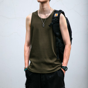 
[Full force field] Soft and smooth threaded pit vest for men in summer fitness exercise sweat-absorbing elastic T-shirt trend