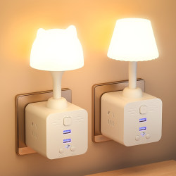 Smart Remote Control Eye-Protection Night Light Integrated Socket Bedside Table Lamp Bedroom Baby Feeding Postpartum Baby Remote Control Lamp