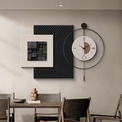 Restaurant Decorative Painting Wall Clock Living Room Modern Minimalist 2026 New Creative Light Luxury High-End Clock Mural Clock