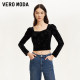 Vero Moda Top 24 Autumn New Velvet Rose Embossed Beaded Square Collar Top French 324458002