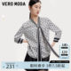 Vero Moda shirt 24 autumn new V-neck and quarter-sleeved letter print loose ribbon 324331037

