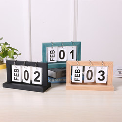 2025 Creative Table Decoration Wooden Flip Calendar Ornament for Entryway, Kindergarten, Photo Shoot Date Sign