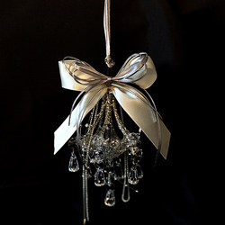 Crystal Car Hanging Bow Decoration Pendant Tassel Car Interior Accessories Decorative Ornaments Car Hanging Decoration