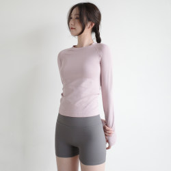 Sports Long-Sleeved Women's Autum Tight-Fitting Quick-Drying Yoga Clothing Tops Slimming Look Running Pilates Training Elastic Fitness Clothes