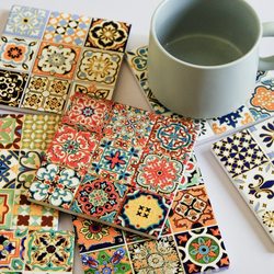 Fujian Gold-Stamped Tile Coasters, Three-Dimensional Relief Cork Heat-Insulating Tea Mats, Vintage Heat-Insulating Mats, Xiamen Souvenir Gifts