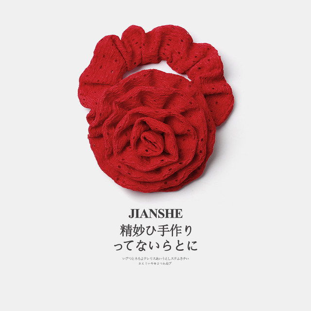 French retro roses large intestine ropes head rope women's net red tempera