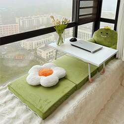 Lazy Sofa, Foldable Single-Person Children's Bay Window Tatami Cushion, Living Room Recliner, Bed, Can Be Used as a Sleeping Chair with Backrest Cushion
