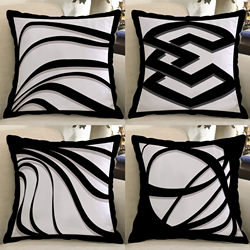 Black and White Abstract Art Ins-Style Throw Pillow with a Light Luxury Feel, Sofa Cushion with Simple Lines, Bedroom Bed Lumbar Pillow