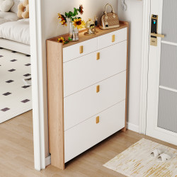 Cream-Style Ultra-Thin Shoe Cabinet for Home Use 2025 New Models Simple Multi-Functional Storage Cabinet Modern Doorway Flip Shoe Rack