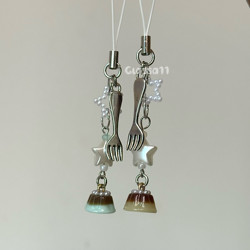 Glassa11 LAOSHU Original Handmade Japanese Mini Pudding Food Toy ins Pendant Earphone Phone Chain Gubon Chain