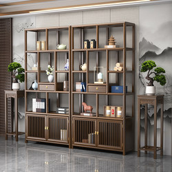 Bogu Rack Solid Wood Chinese-Style Duobao Pavilion Tea Storage Rack Elm Partition Ornaments Office Tea Room Storage Display Cabinet