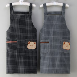 Polyester-Cotton Canvas Cooking Apron for Women, Home Kitchen Coarse Cloth Breathable Apron, Cute and Stylish Work Clothes for Men