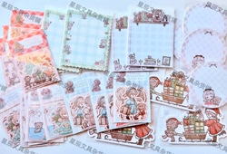 [in Stock]｜Japanese Vintage Girly Cute Girl Bear Retro Stickers and Sticky Notes for Journaling Materials