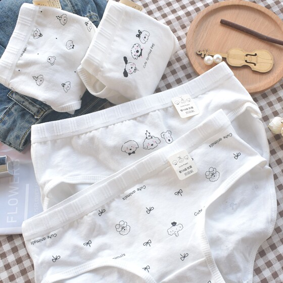 
Animal Paradise Pure Cotton Underwear Women's 7A Antibacterial Cute Embroidery Comfortable Mid-waist Girls' Briefs Class A Baby Cotton