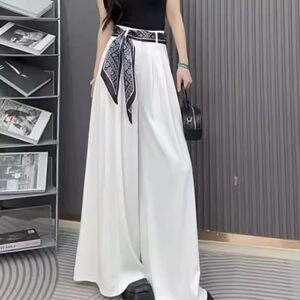 
Clearance leaked summer high-waist slimming wide-leg pants Korean style matching temperament silk scarf wide-leg casual suit pants for women