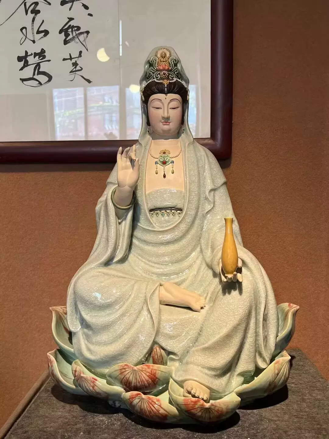 民國美女名媛菊花香石灣陶瓷公仔林偉東古代仕女中式擺件手工精品