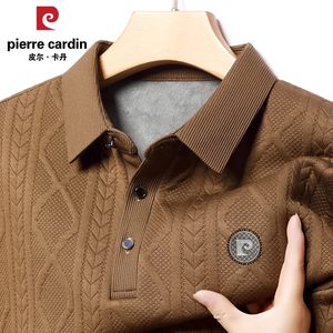 
Pierre Cardin winter men's long-sleeved T-shirt velvet thickened inner base shirt business casual lapel polo shirt