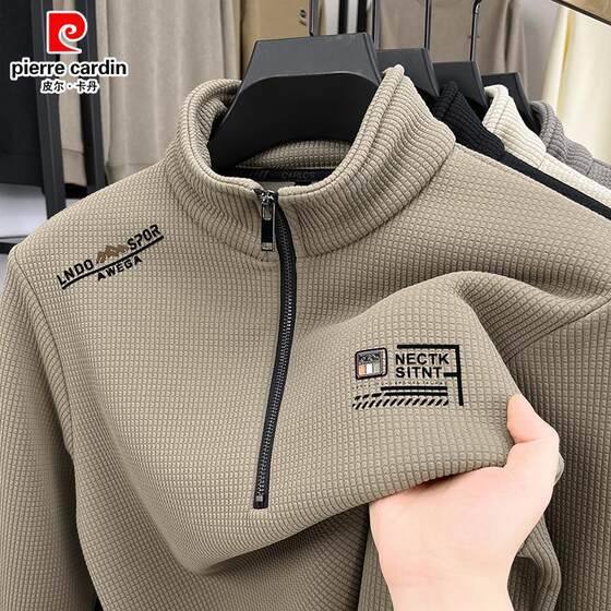 
Pierre Cardin Spring and Autumn Thickened Half-Zip Men's Bottoming Shirt New Warm Inner Casual Top Jacket Pull-On